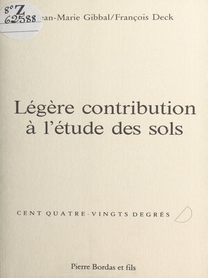 cover image of Légère contribution à l'étude des sols